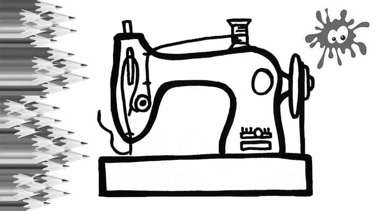 Красочная страница раскраски швейной машинки