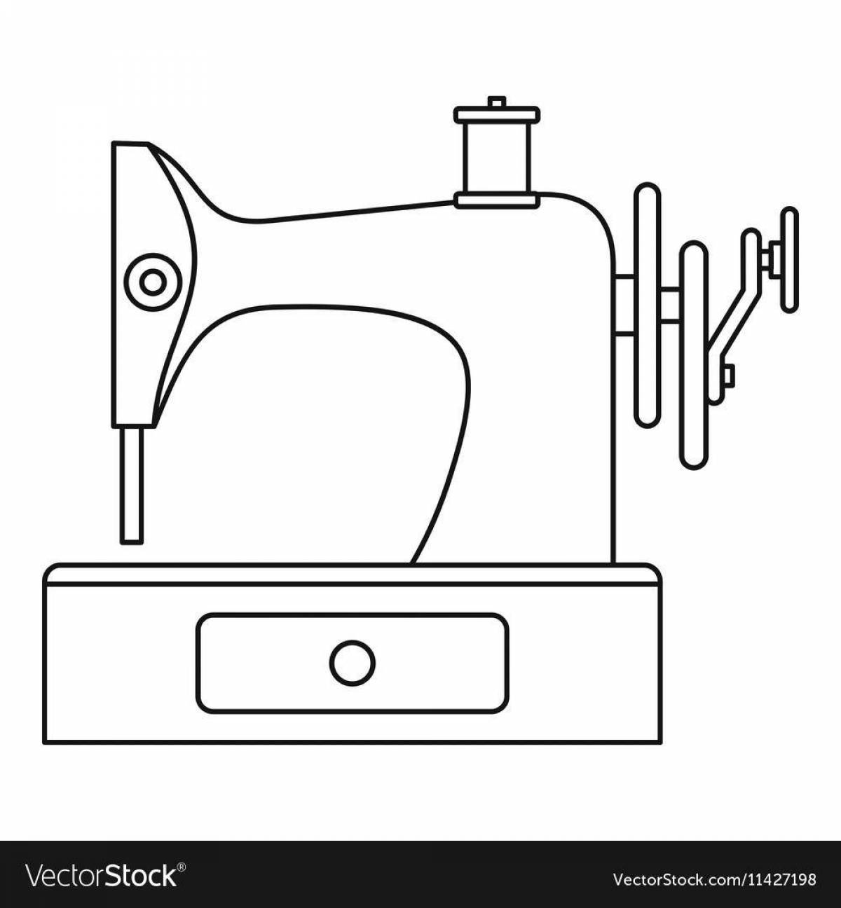 Игривая страница раскраски швейной машинки