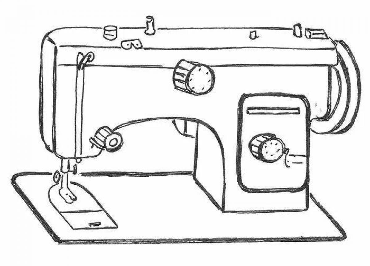 Coloring book gorgeous sewing machine