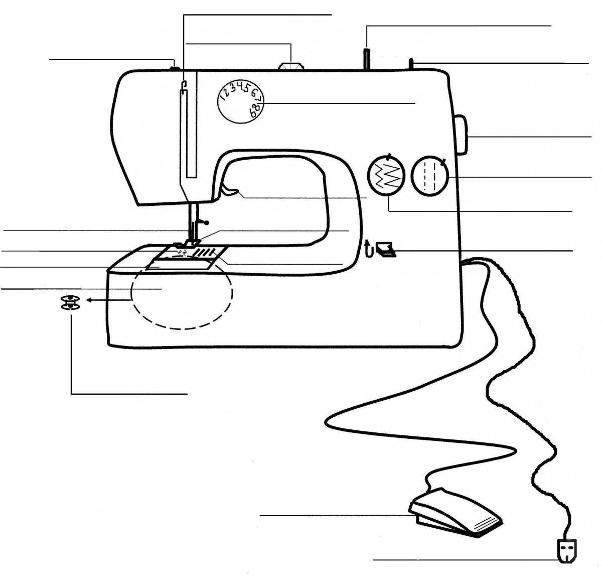 Adorable sewing machine coloring book