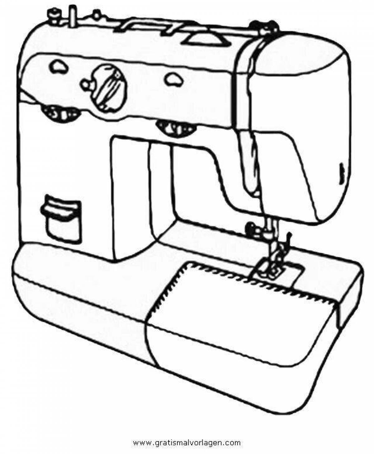 Причудливая швейная машинка-раскраска