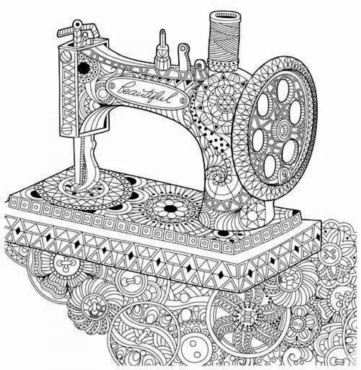 Раскраска ностальгическая швейная машинка