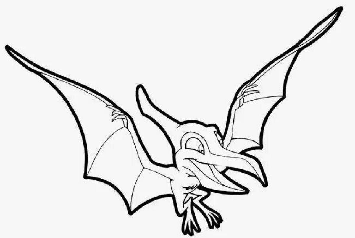 Coloring page joyful flying dinosaur