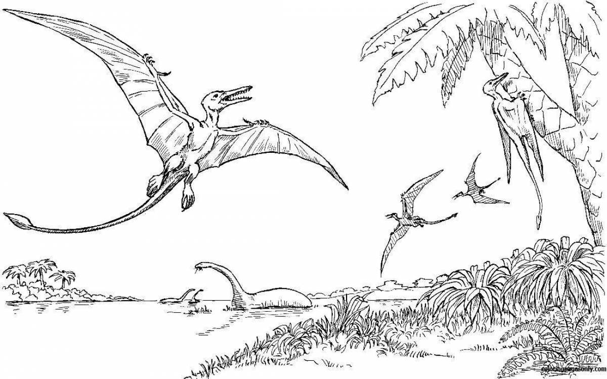 Gorgeous flying dinosaur coloring page