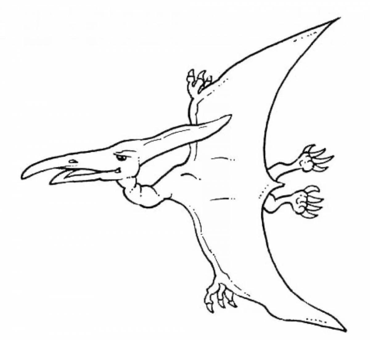 Adorable flying dinosaur coloring page