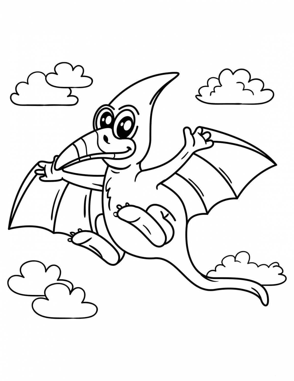 Adorable flying dinosaur coloring book