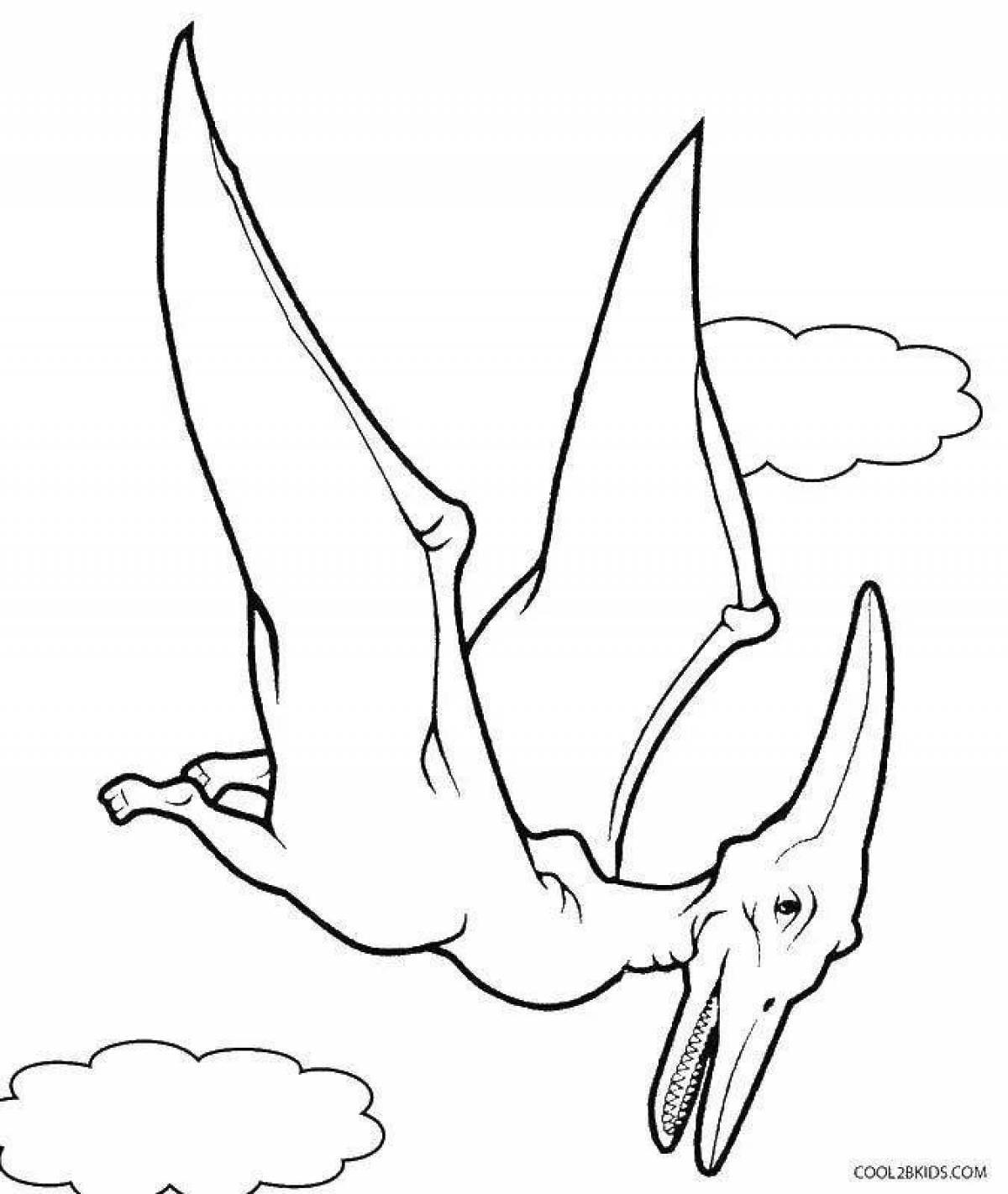 Coloring page dazzling flying dinosaur