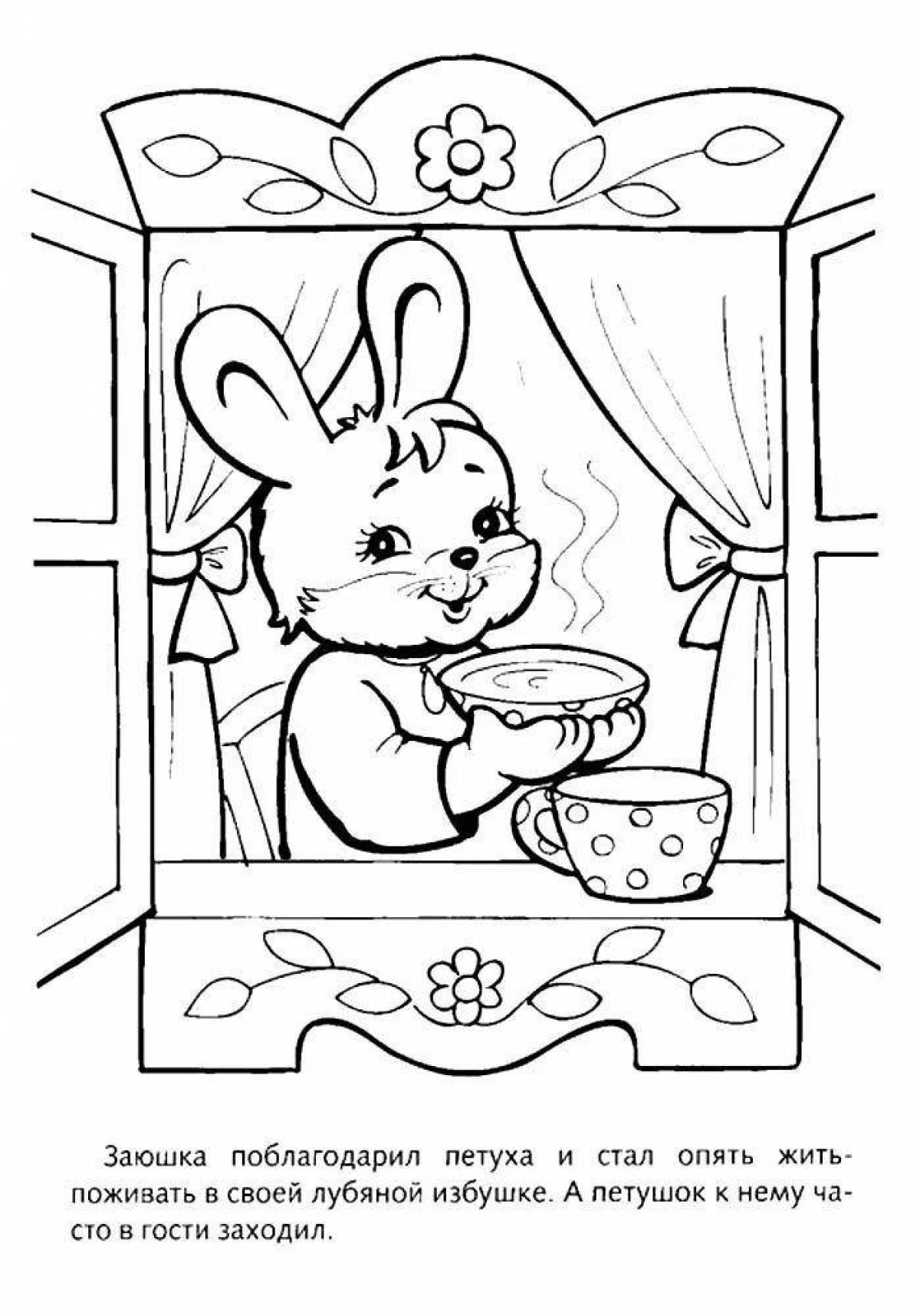 Fantastic hare hut coloring page