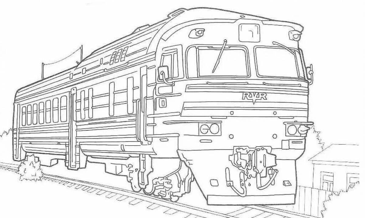 Красочная страница раскраски пассажирского поезда