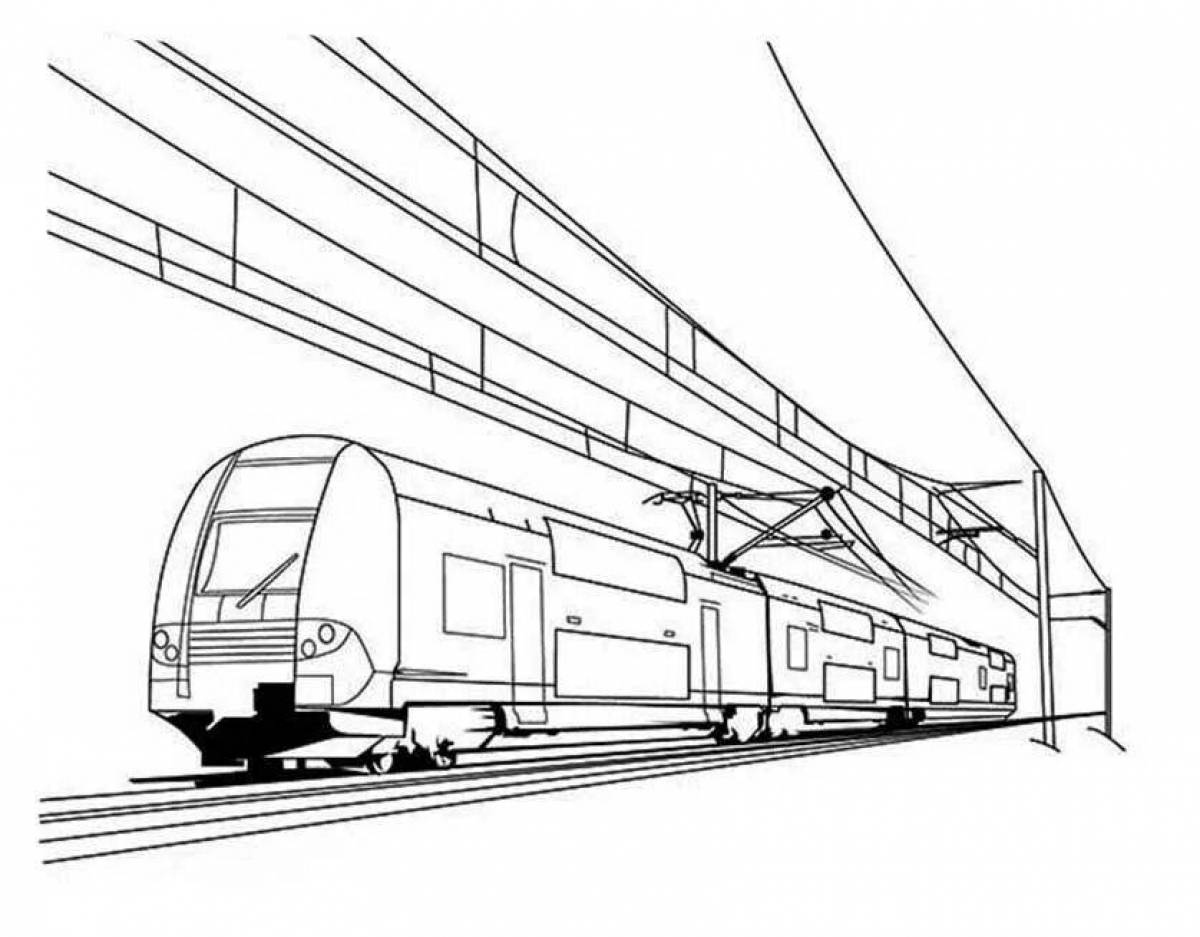 Coloring page funny passenger train