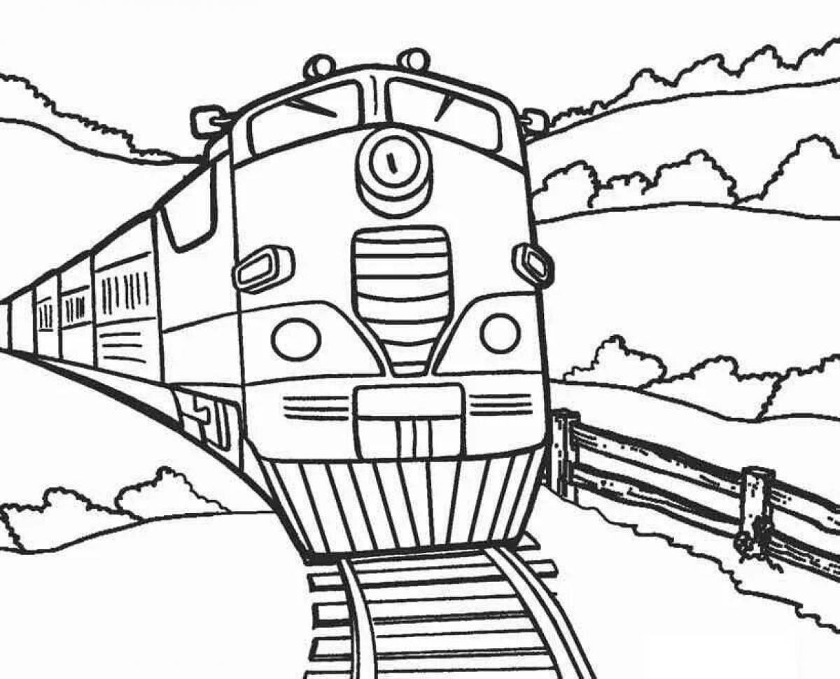 Adorable passenger train coloring page
