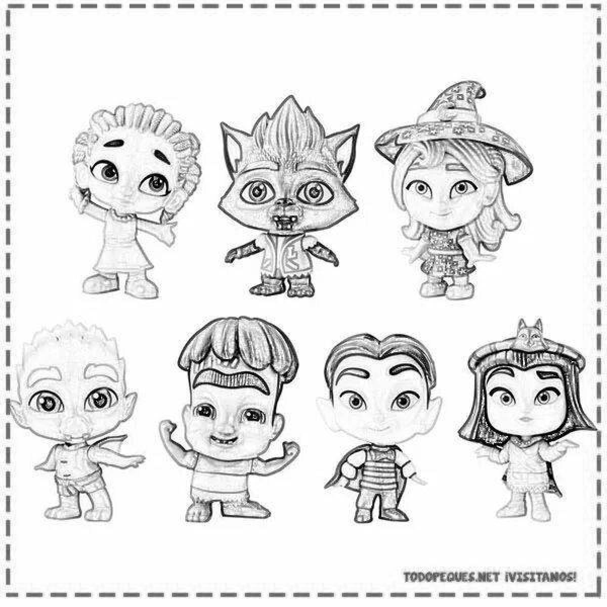 Charming super monsters coloring book
