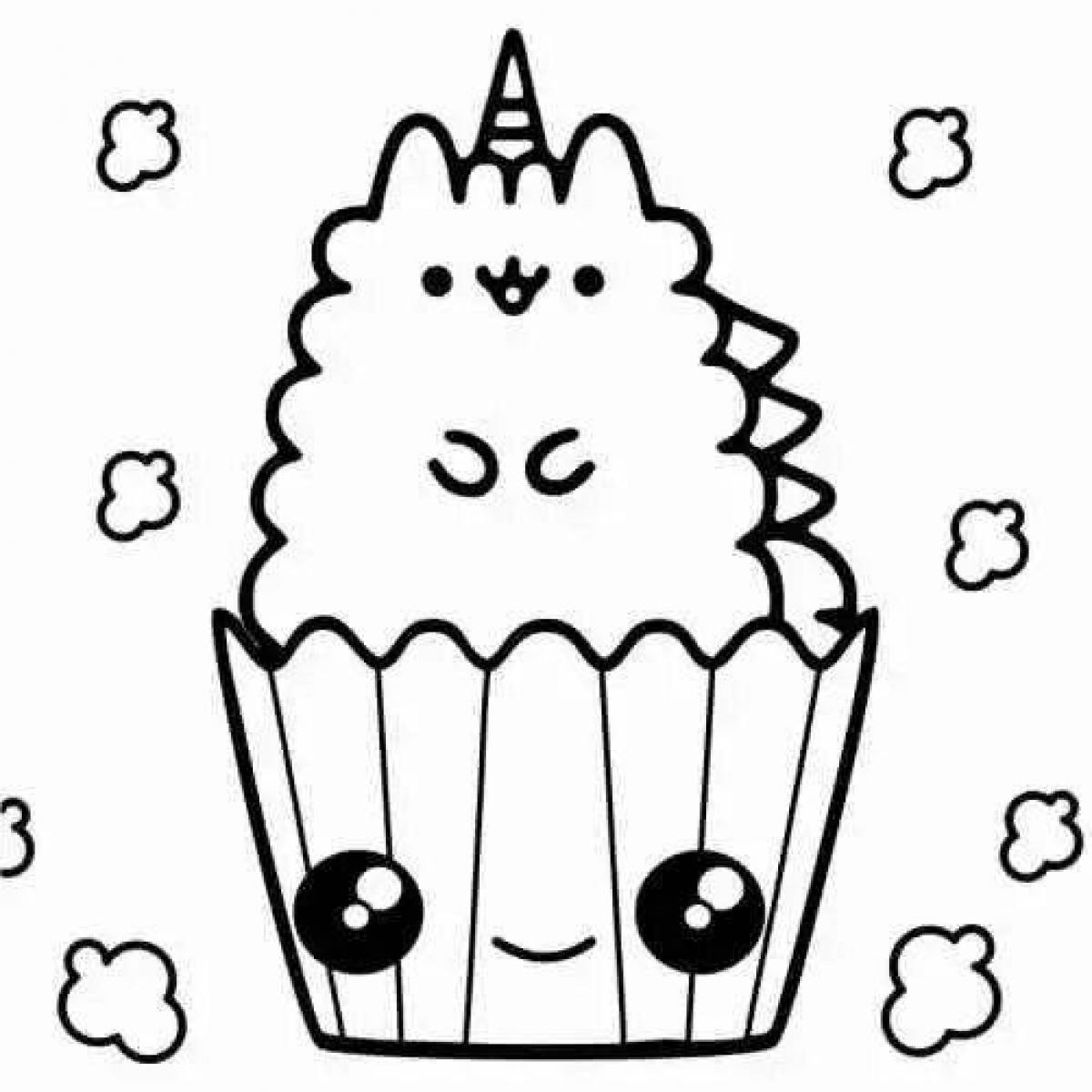 Coloring page adorable pusheen unicorn