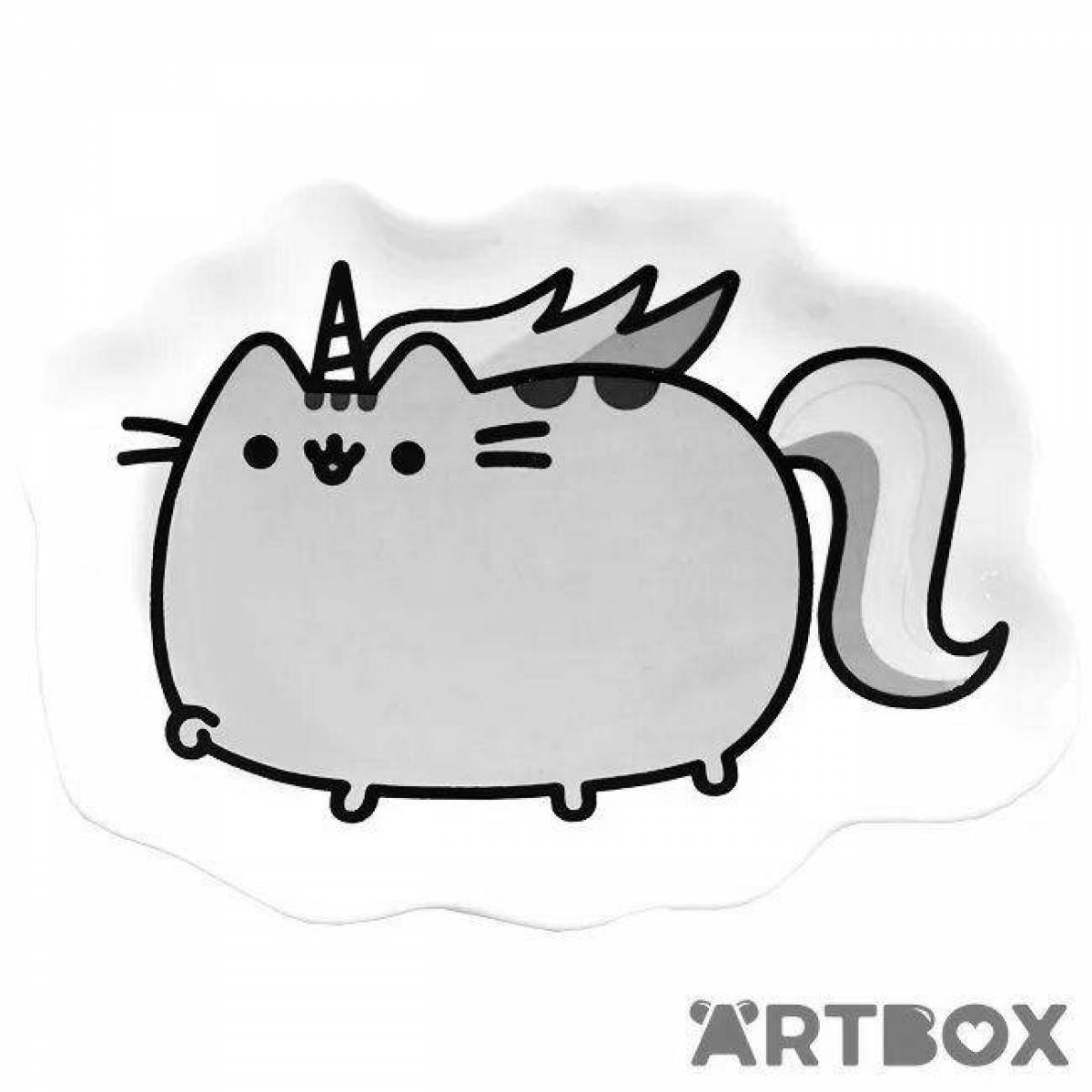 Adorable pusheen unicorn coloring page