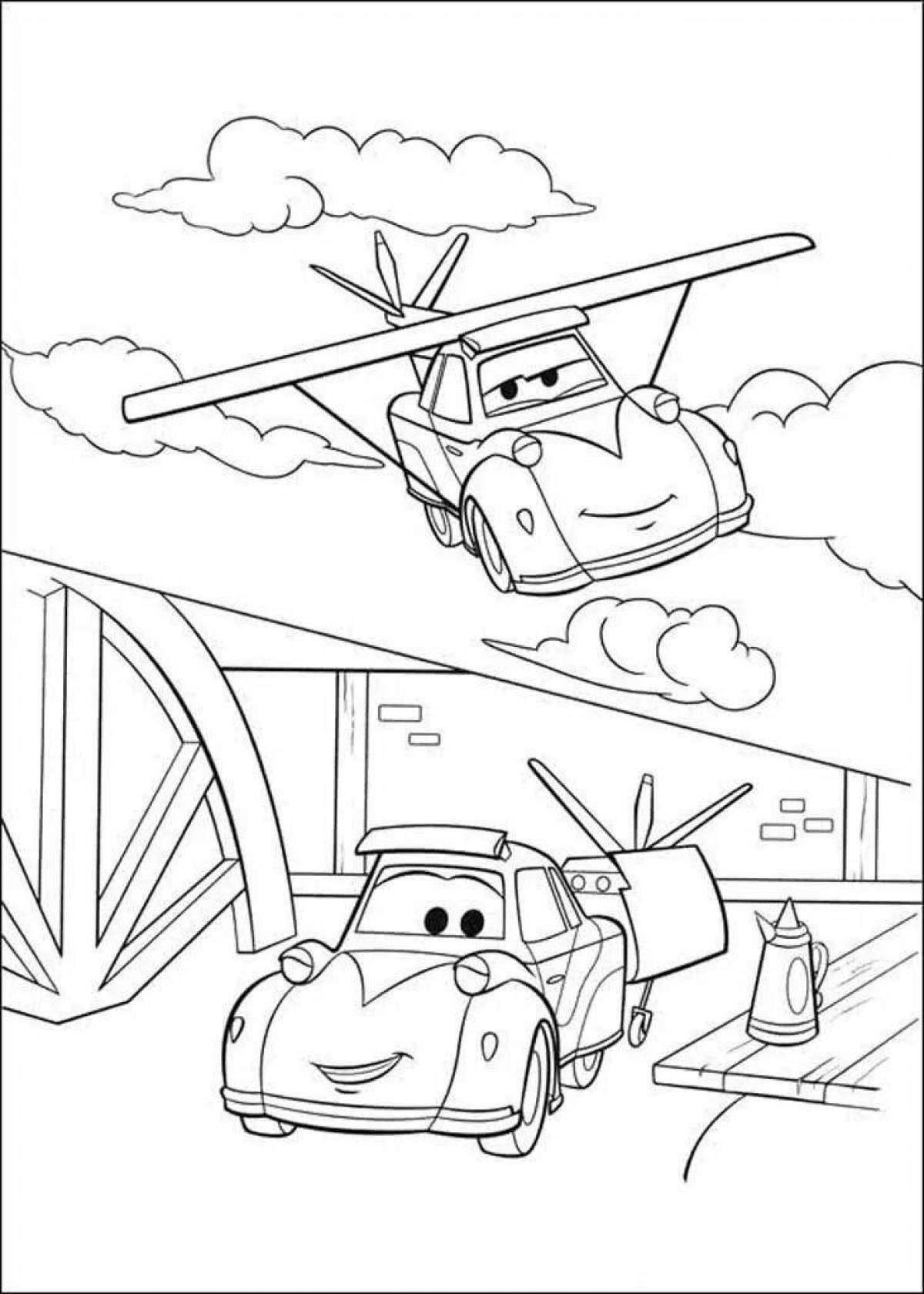 Cartoon coloring wonderful plane