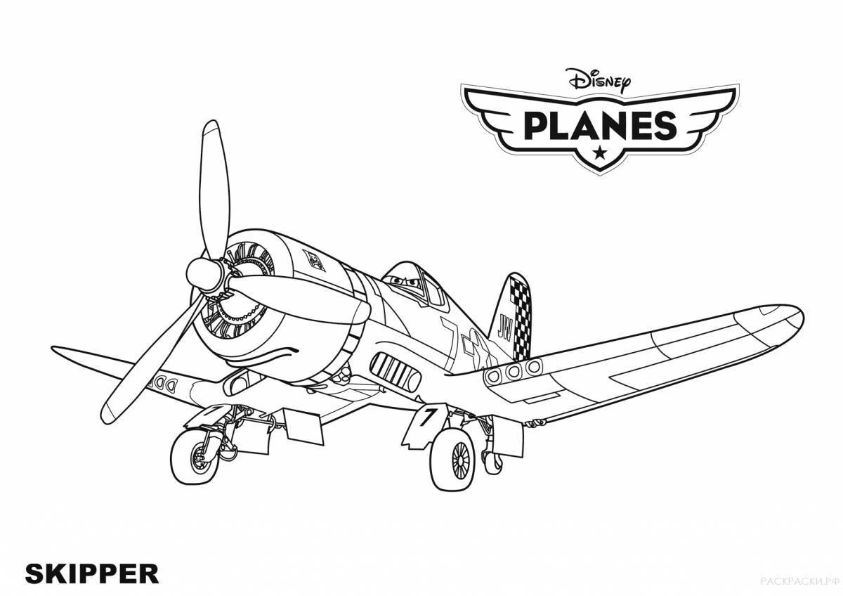 Radiant aircraft cartoon coloring book
