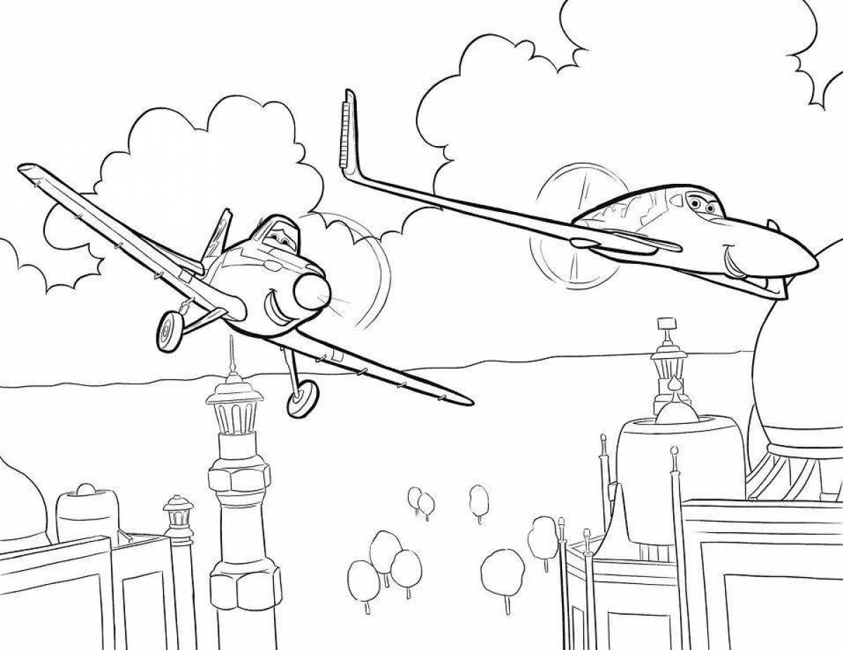 Cartoon coloring of sparkling planes