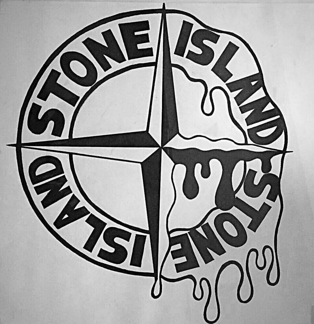 Colorful stone island coloring page