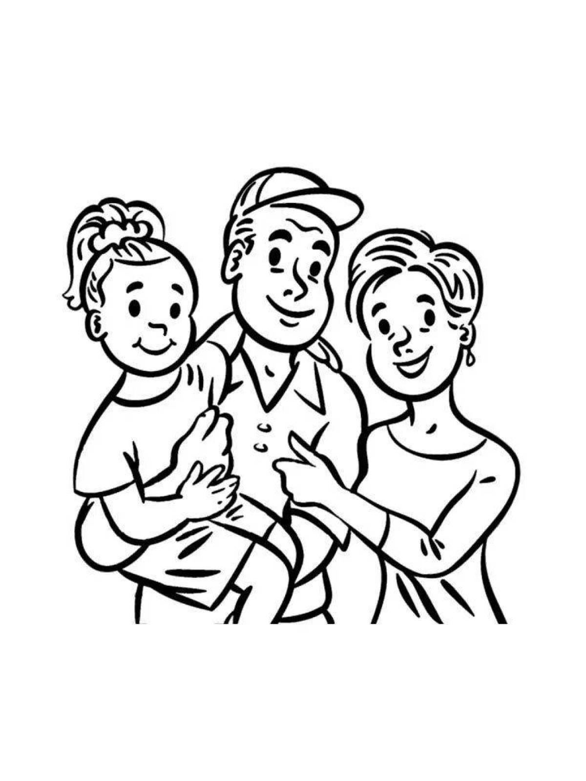 Счастливая семейная страница рисования