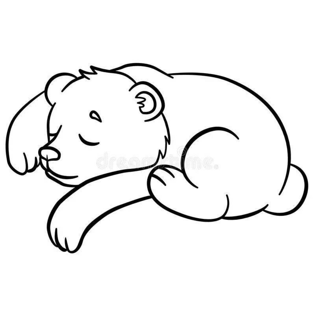 Мечтательная раскраска спящий медведь