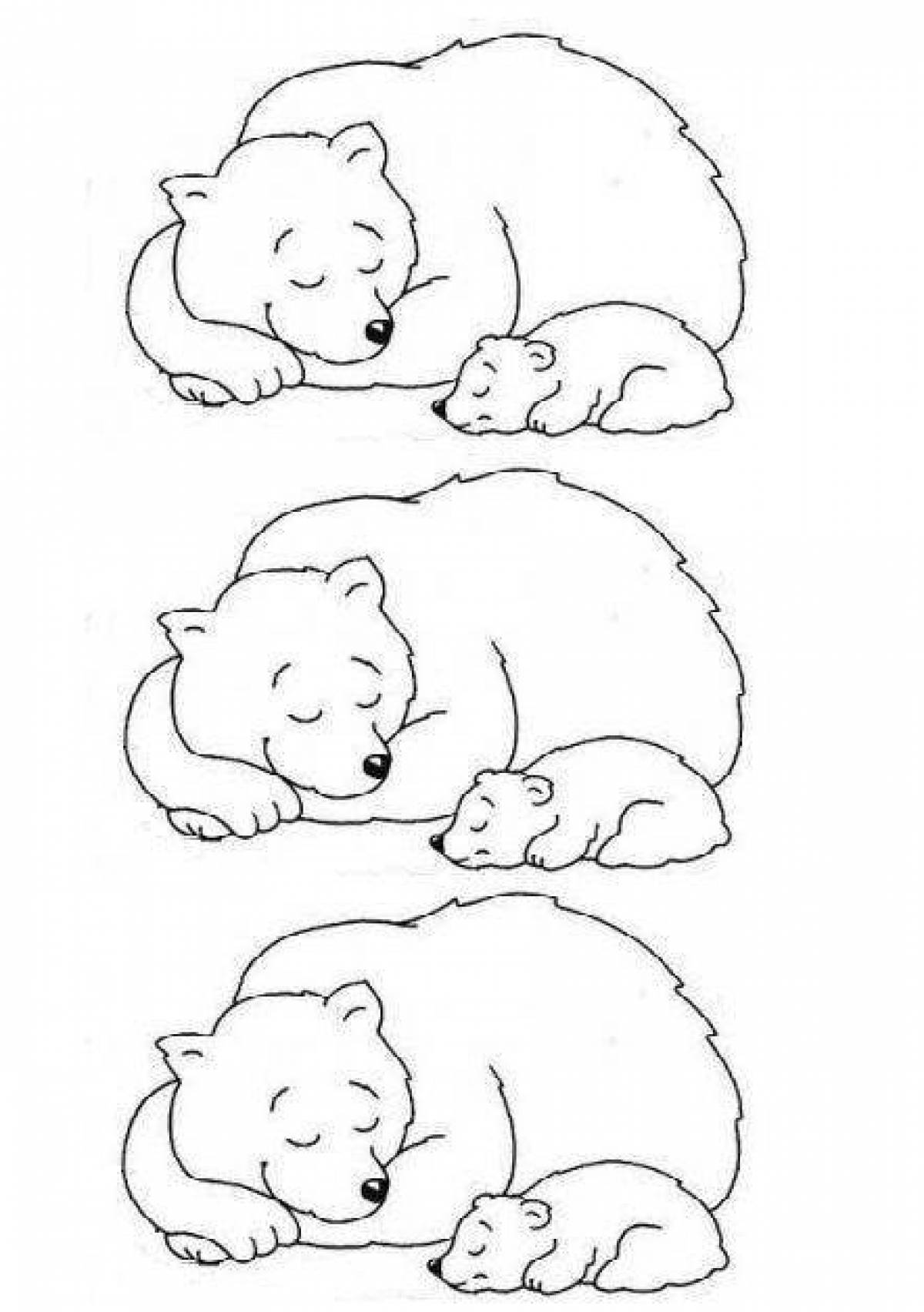 Snuggly coloring page sleeping bear