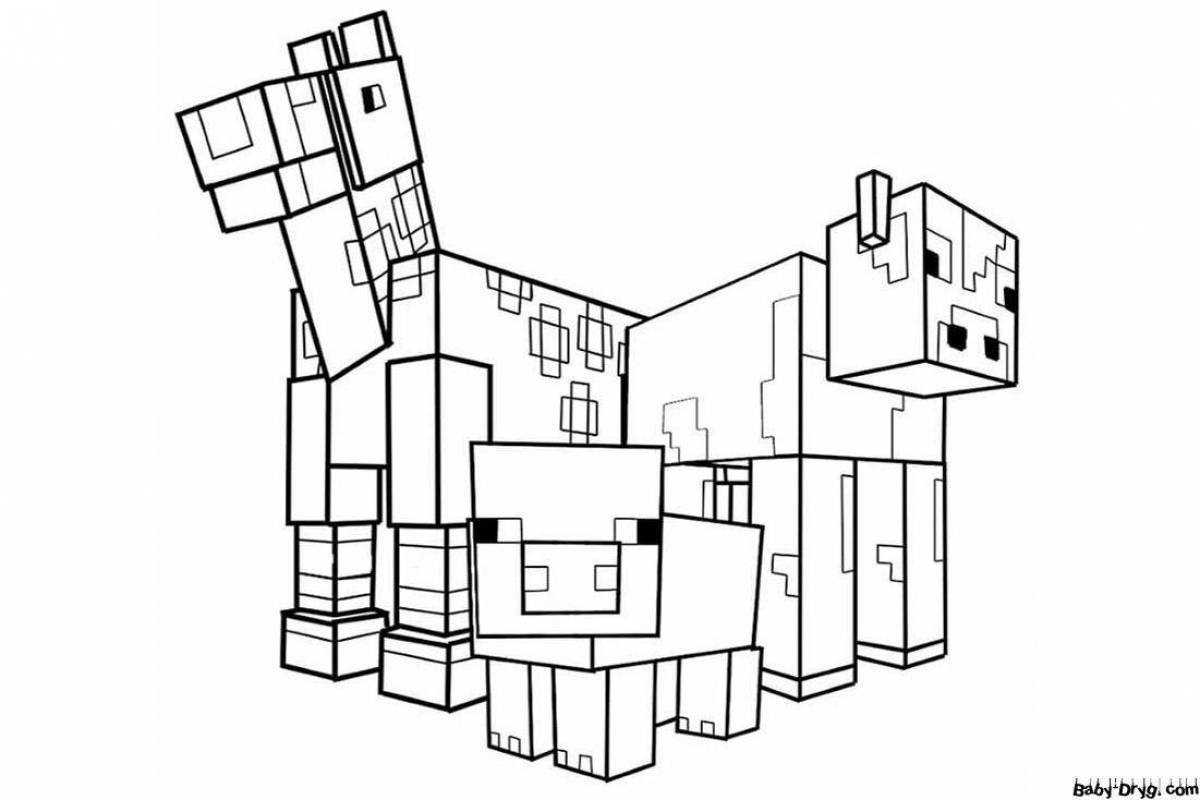 Great minecraft city coloring page
