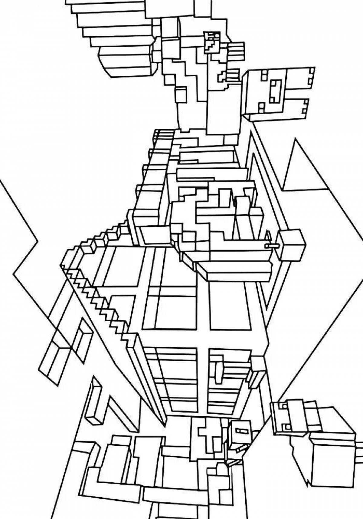 Glorious minecraft city coloring page