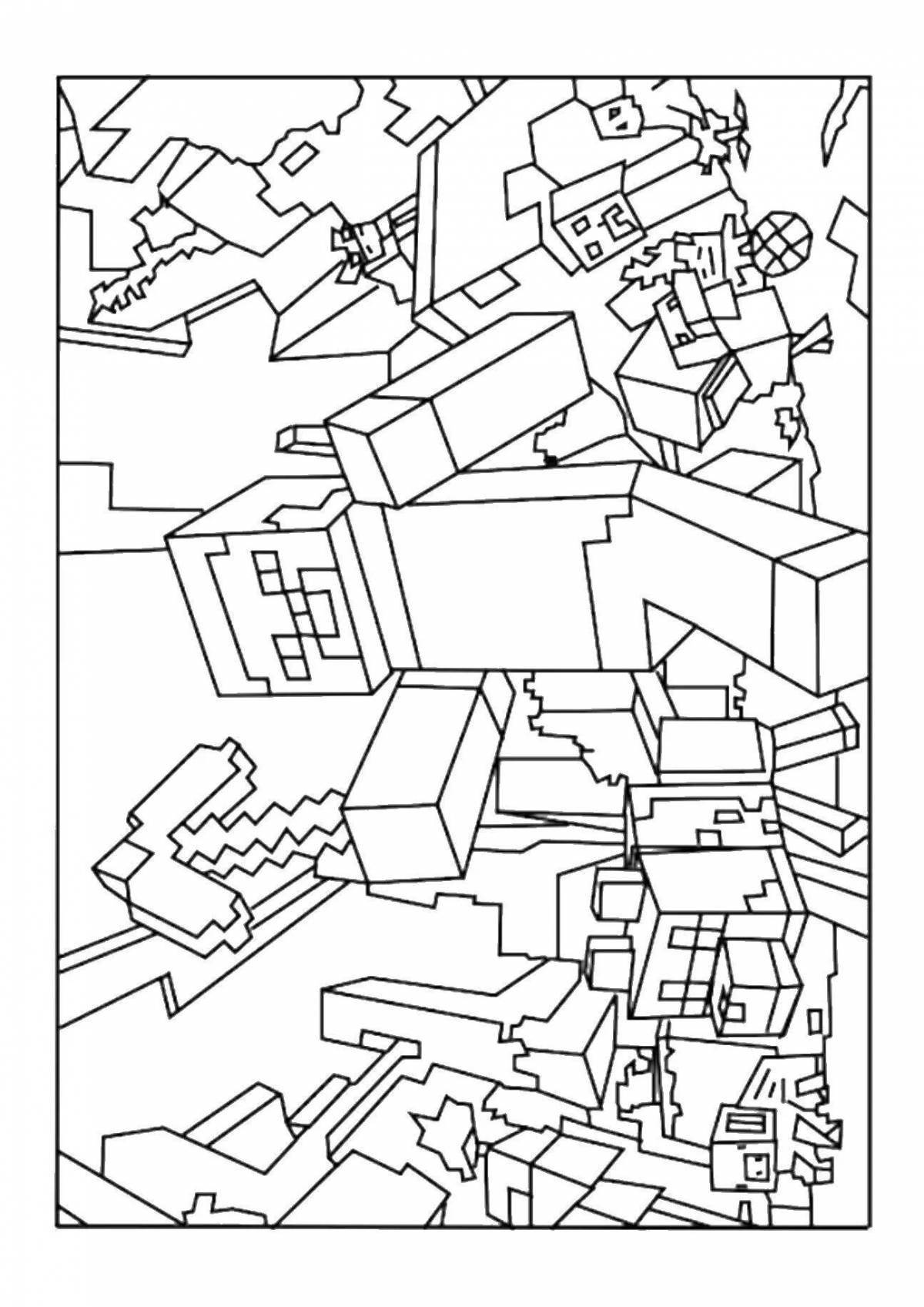 Awesome minecraft city coloring page