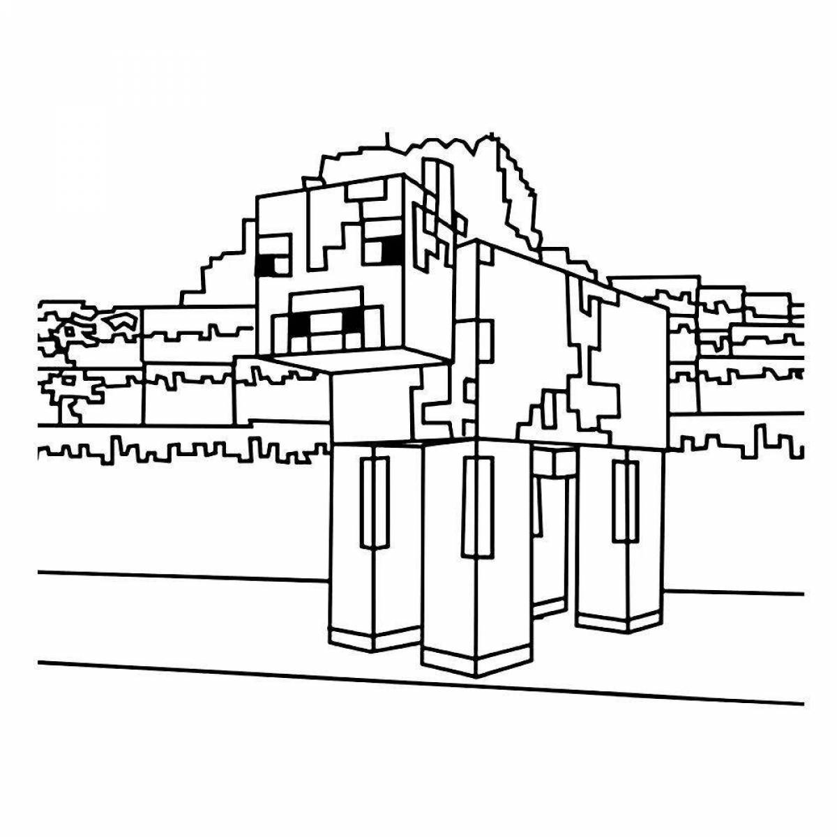 Beautiful minecraft city coloring page