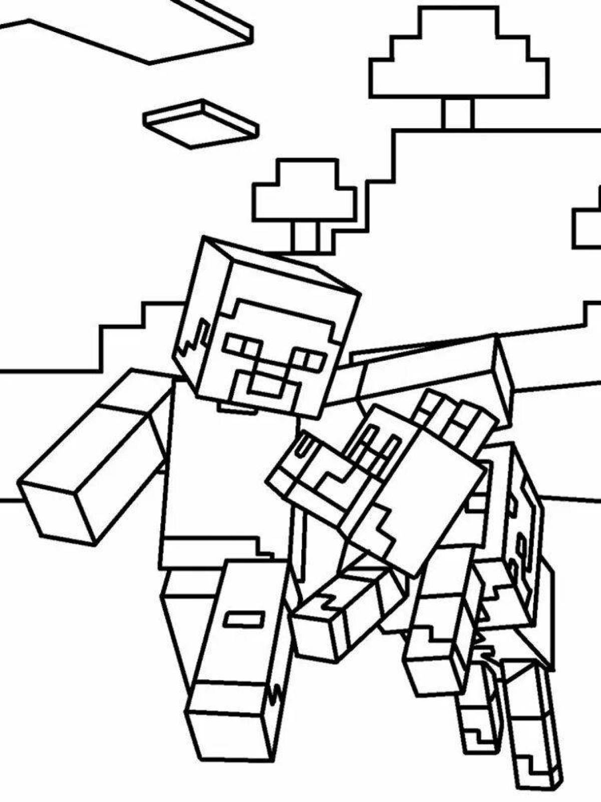 Dazzling minecraft city coloring page