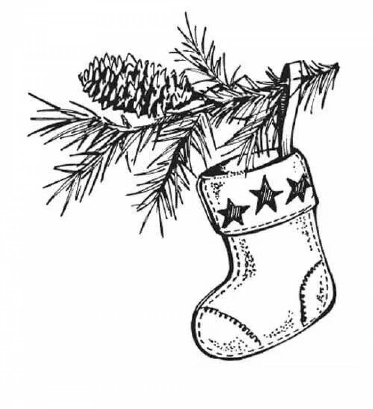 Adorable Christmas boot coloring