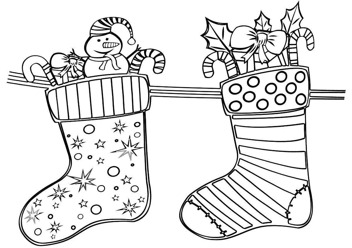 Playful Christmas boot coloring