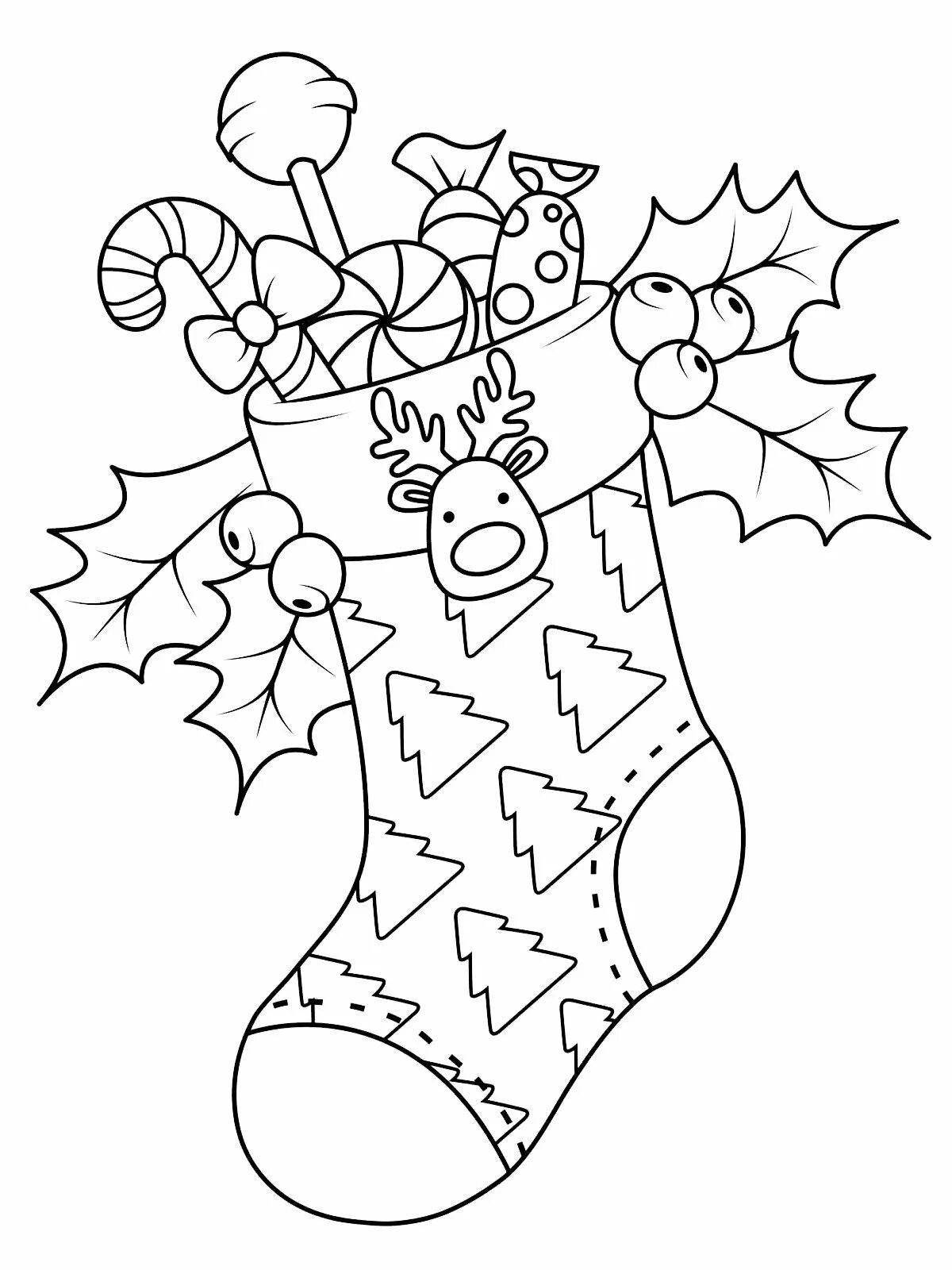 Glorious Christmas boot coloring page
