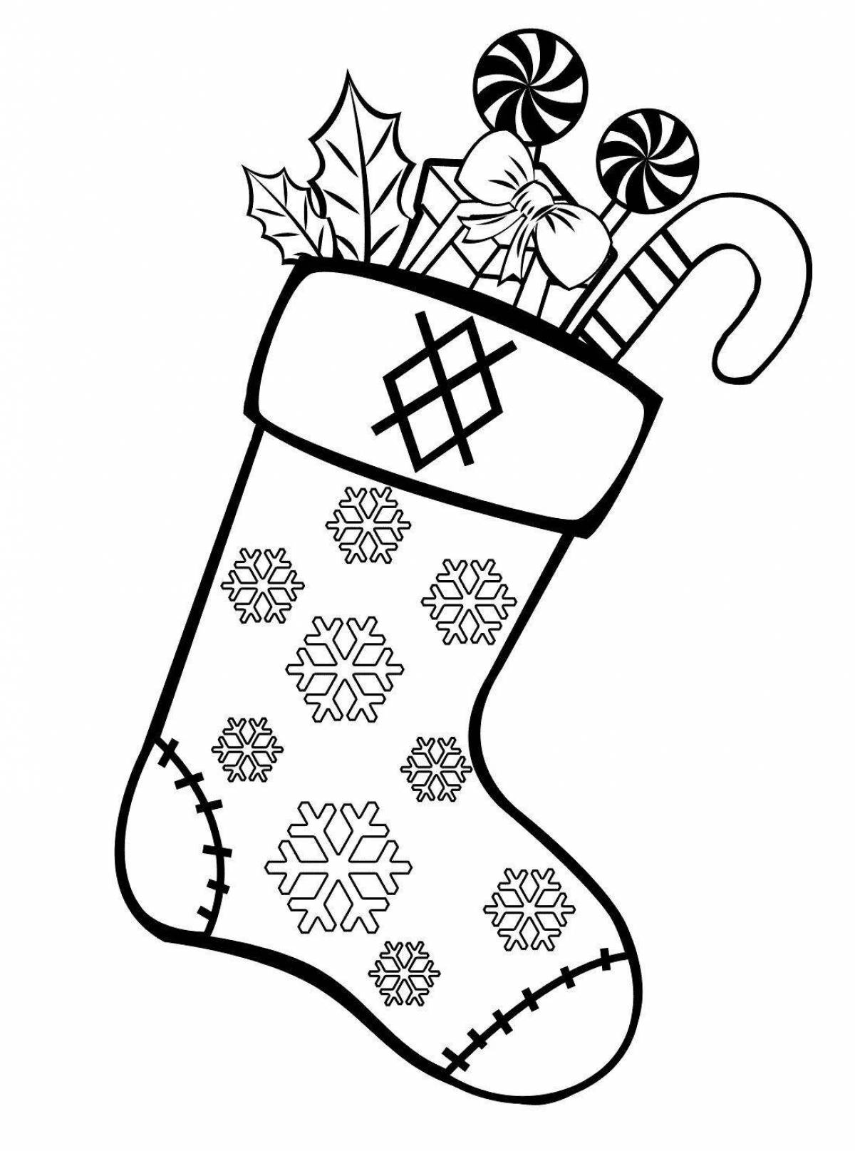Dazzling Christmas boot coloring page