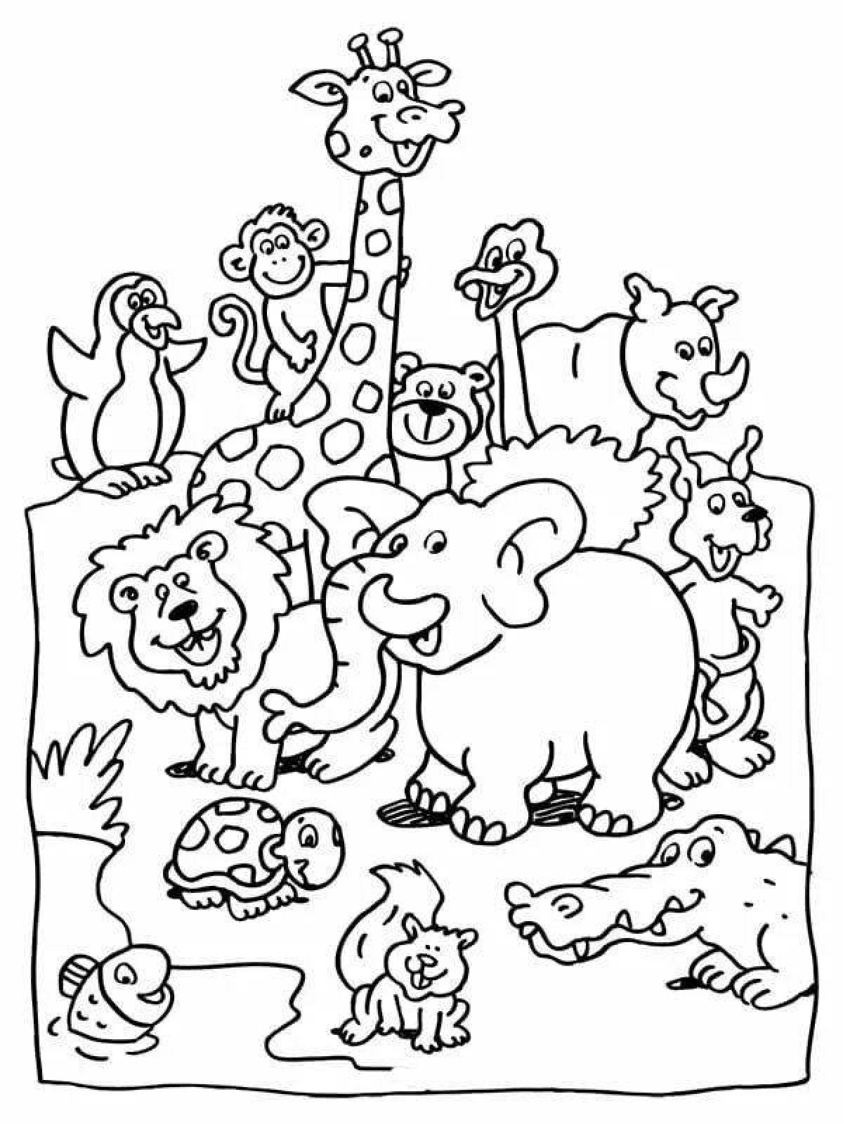 Colorful zoo animal coloring page