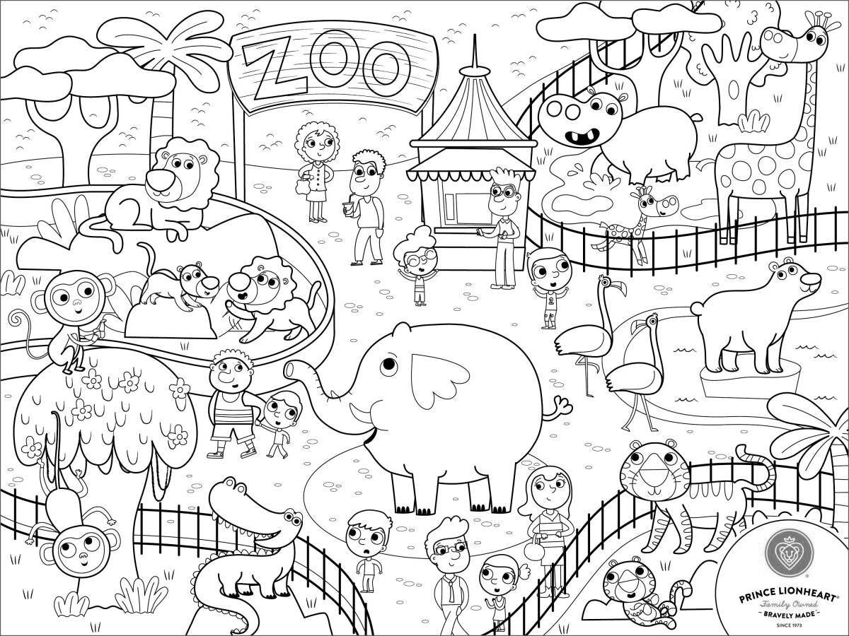 Exciting zoo animal coloring page
