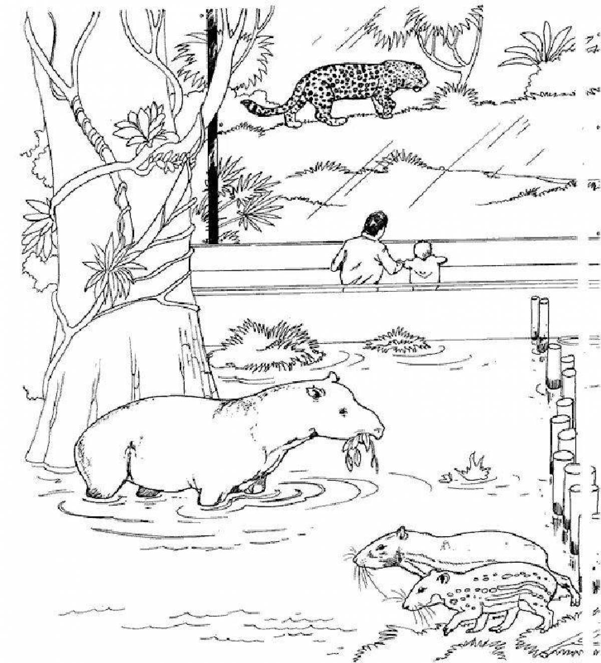 Adorable zoo animal coloring page