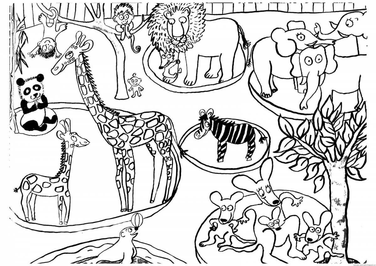 Exquisite zoo animal coloring book