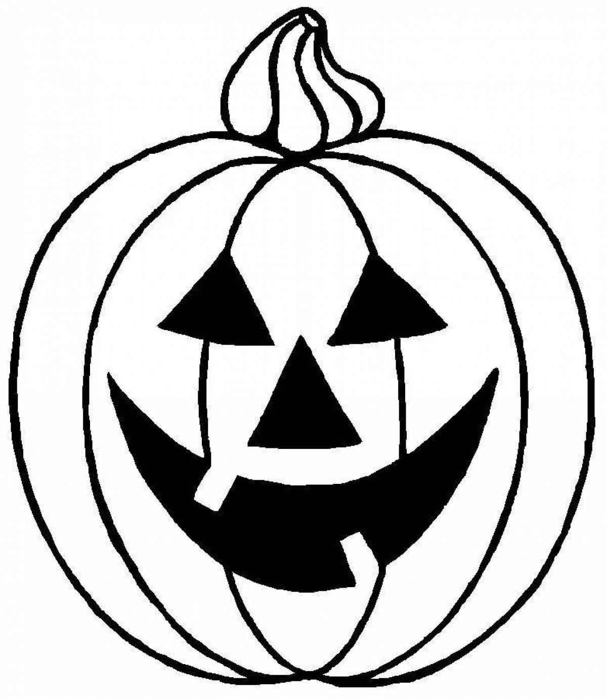 Horrifying halloween pumpkin coloring page