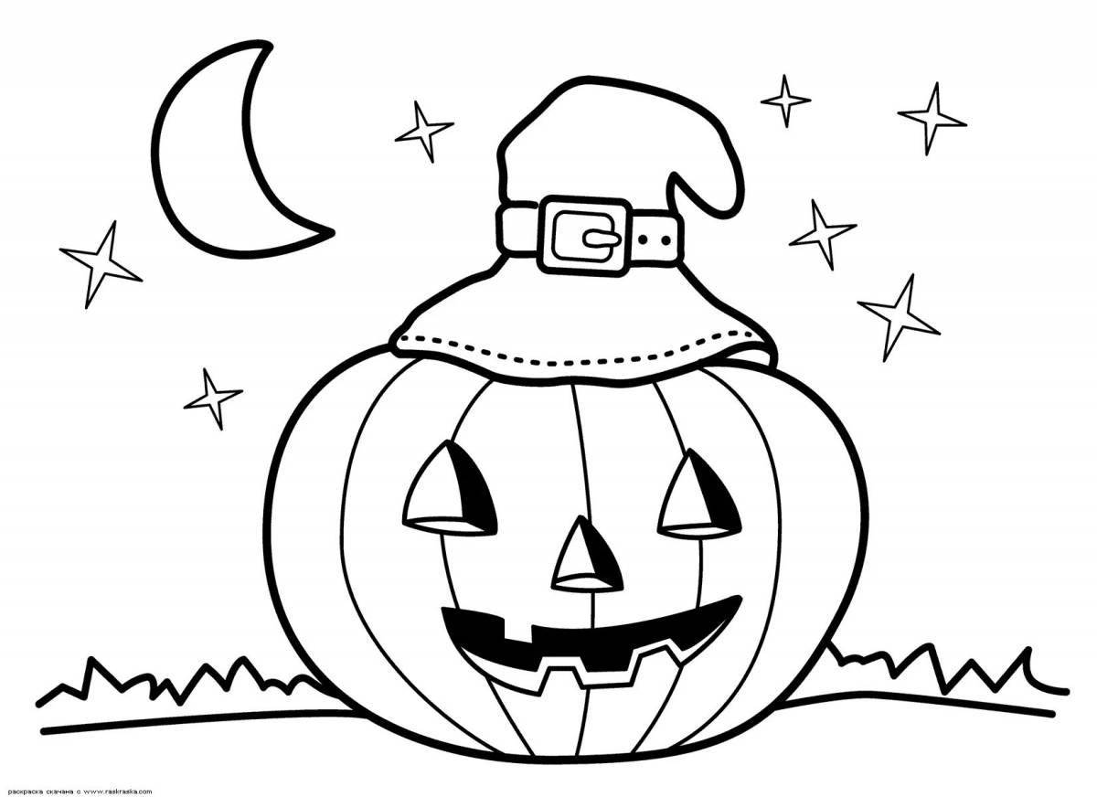 Halloween pumpkin coloring page that makes your hair stand on end