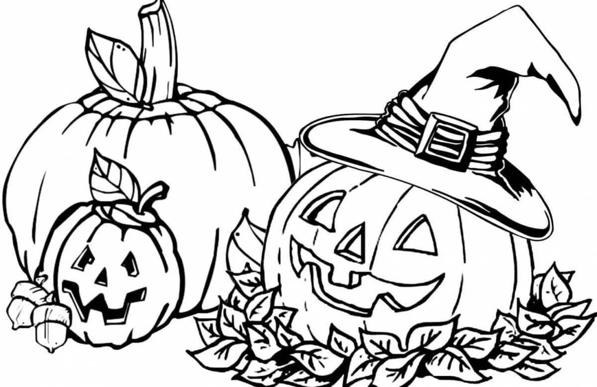 Adorable halloween pumpkin coloring page