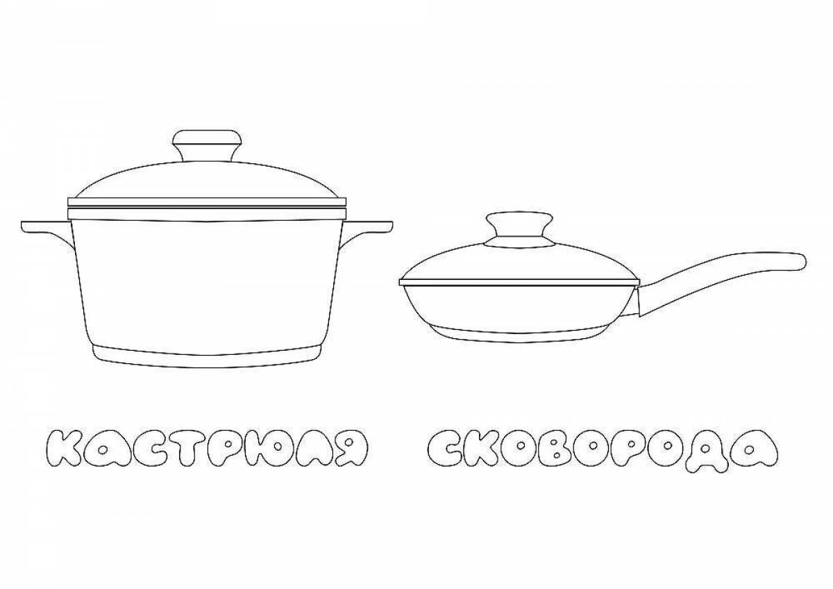 Colorful tableware coloring page