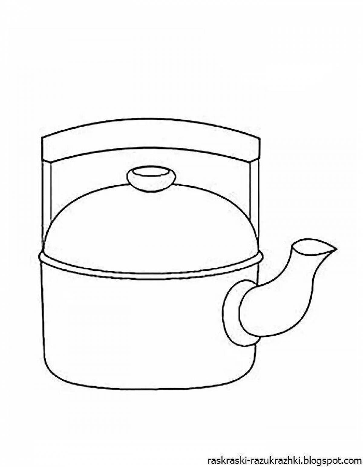 Animated tableware coloring page
