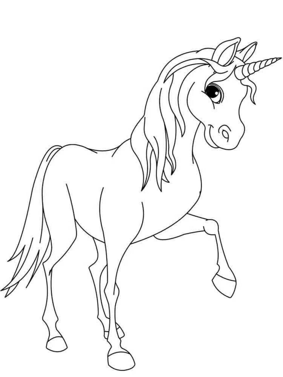 Radiant coloring page horse unicorn