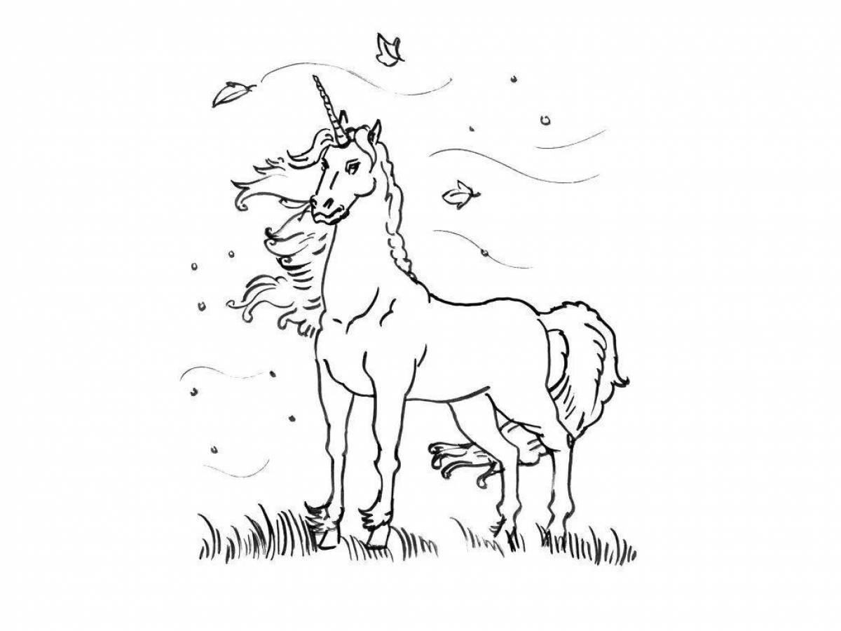 Shiny coloring horse unicorn