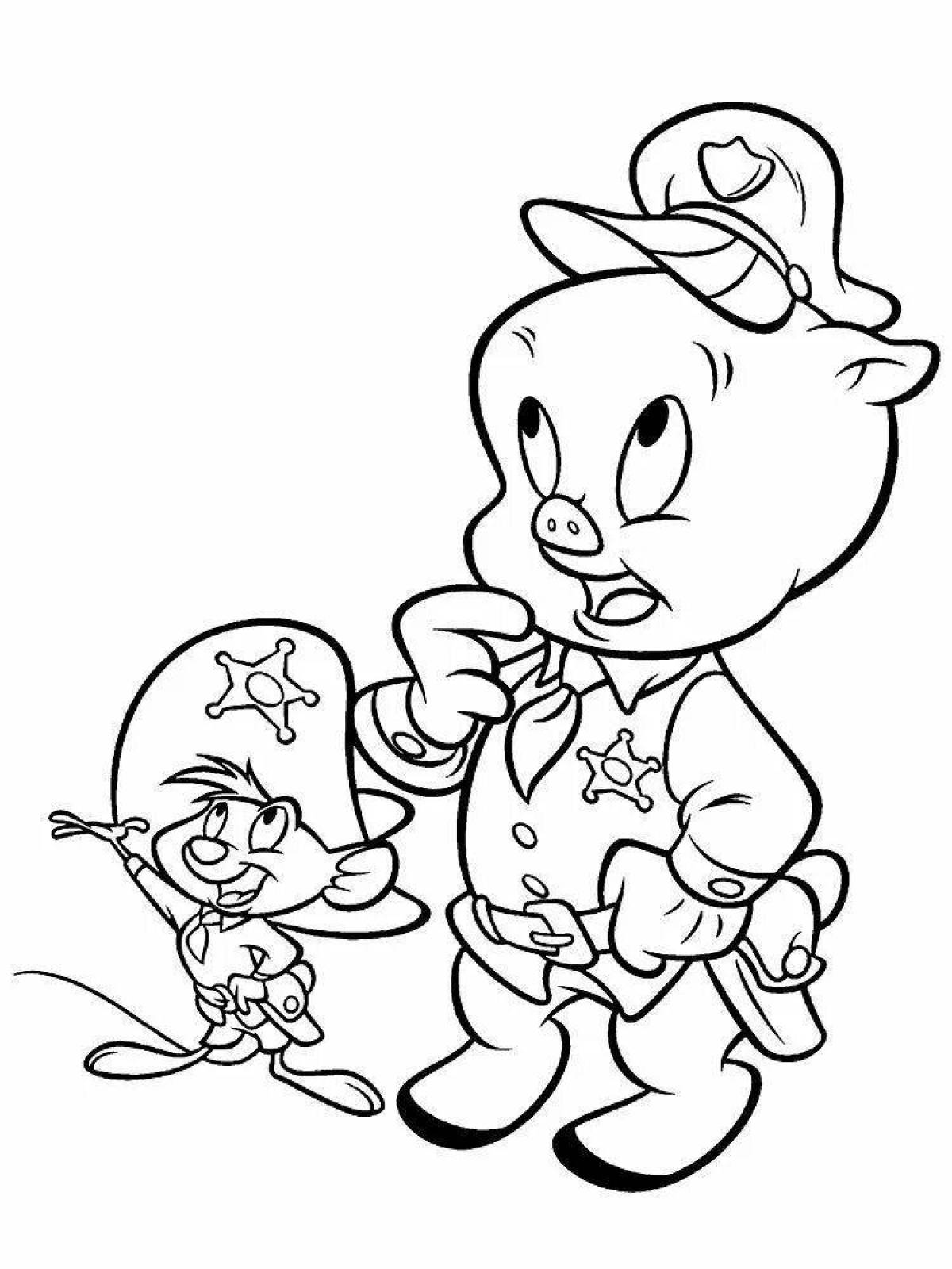 Coloring book colorful cartoon characters