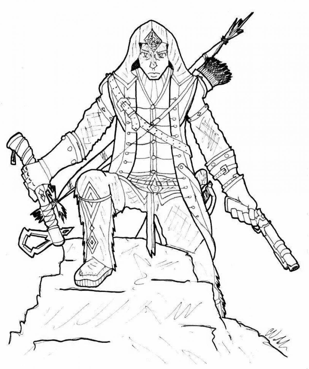Intricate assassin's creed coloring page