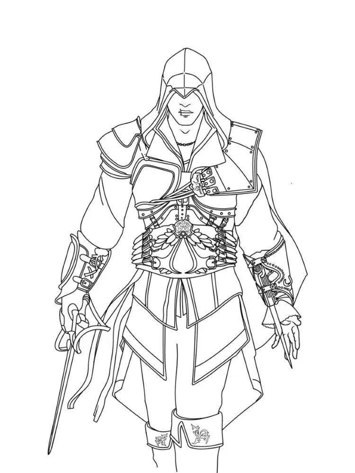 Colorful assassin's creed coloring page