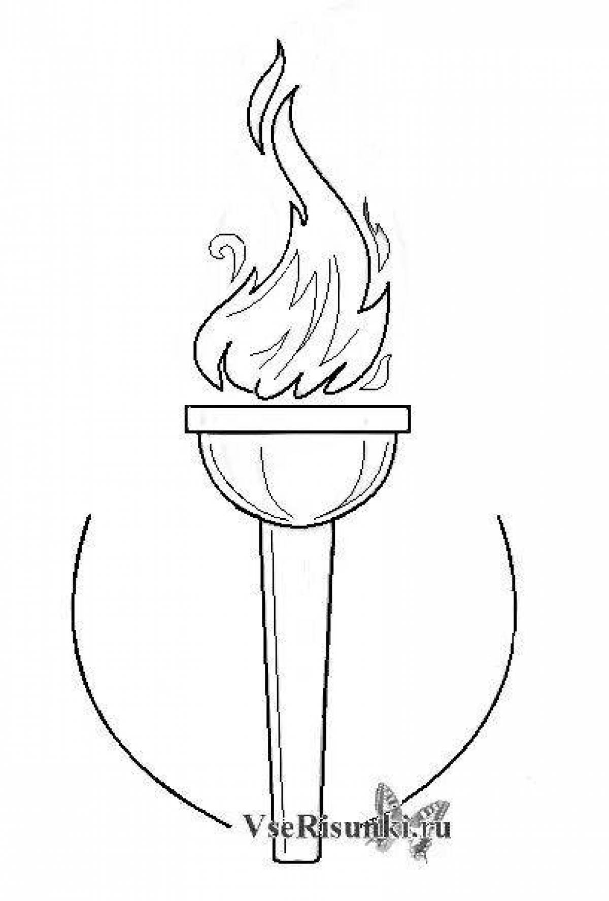 Sparkling Olympic flame coloring page