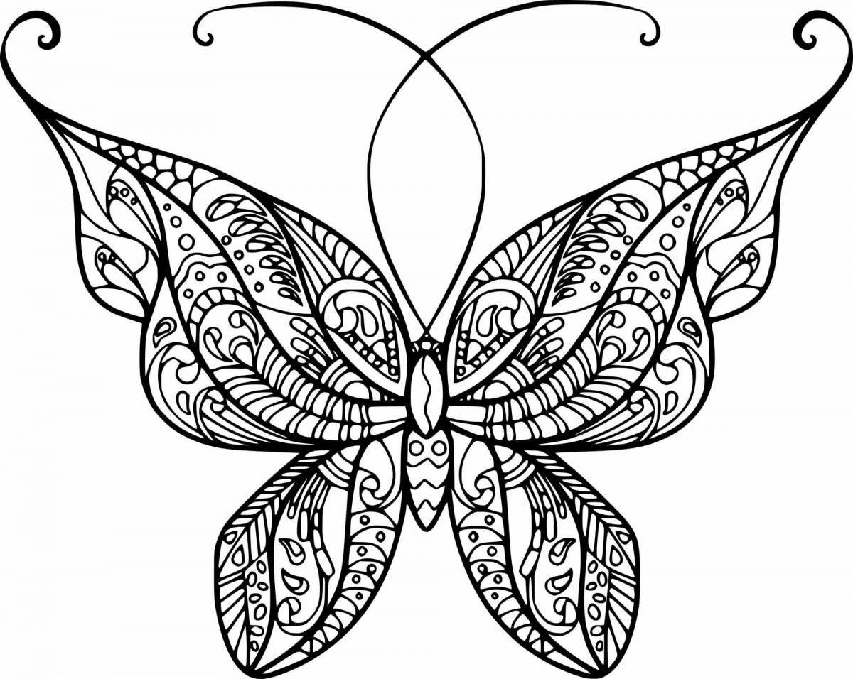 Раскраска орнамент бабочки